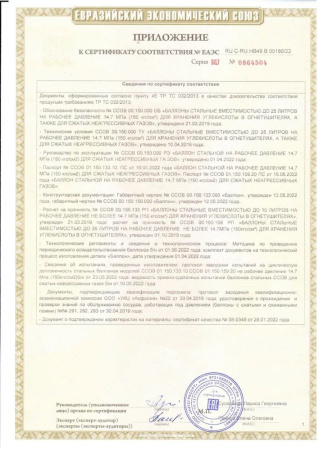 Баллон 20 л (159) (плоск. дно, синий, W27.8, с кольцом) Кислород с ВК