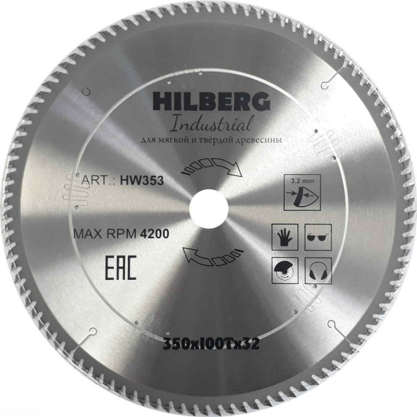Диск пильный Hilberg Industrial Дерево 350*32*100Т HW353