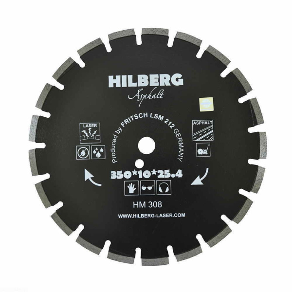 Диск алмазный отрезной 350*25,4*12 Hilberg Hard Materials Лазер асфальт HM308
