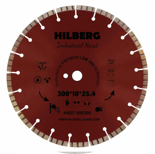 Диск алмазный отрезной 300*25,4*12 Hilberg Industrial Hard HI807