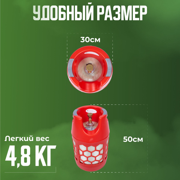 Баллон полимерно-композитный газовый, красный, 18 л (LPG/СУГ) RSV Composite