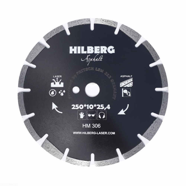Диск алмазный отрезной 250*25,4*12 Hilberg Hard Materials Лазер асфальт HM306